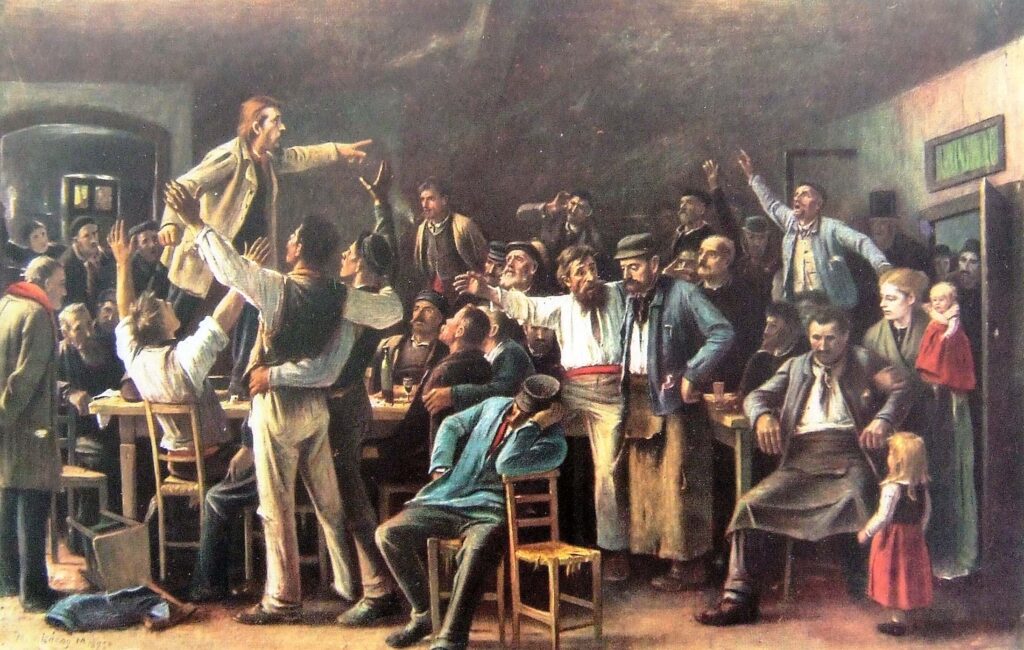 Munkácsy Mihály Sztrájk című festménye 1895